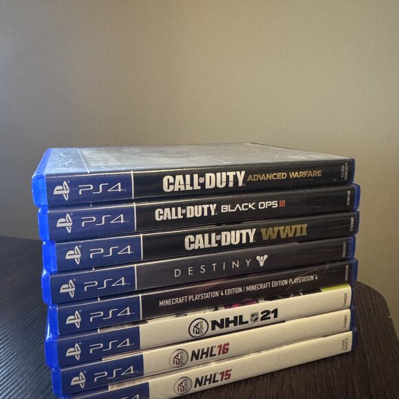 PS4 (WHITE) WITH CORDS AND (8) GAMES - Picture 2 of 3